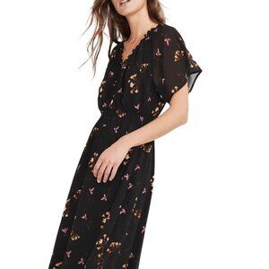 Madewell Floral V-Neck Dolman Sleeve Midi Dress - Sz L